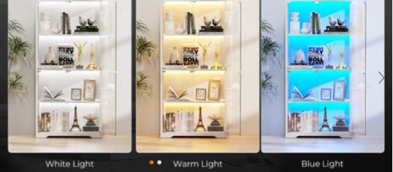LED Glass Display Cabinet / Bookshelf Storage Unit