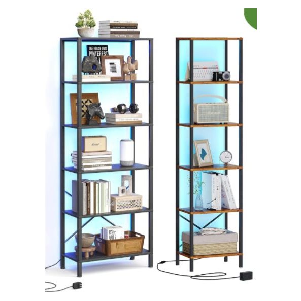 LED Narrow Bookshelf (5-Tier / 6-Tier)