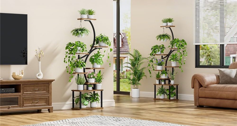 LED Plant Stand with Full-Spectrum Grow Light (S-Shaped)