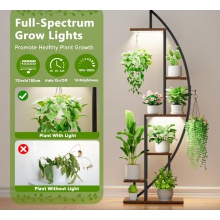 LED Plant Stand with Full-Spectrum Grow Light (Half-Moon)