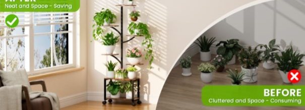LED Plant Stand with Wheels and Remote-Controlled Grow Light (Rectangular)