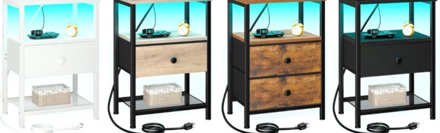LED Nightstand with RGB Light Strip (Single / Double Drawer)