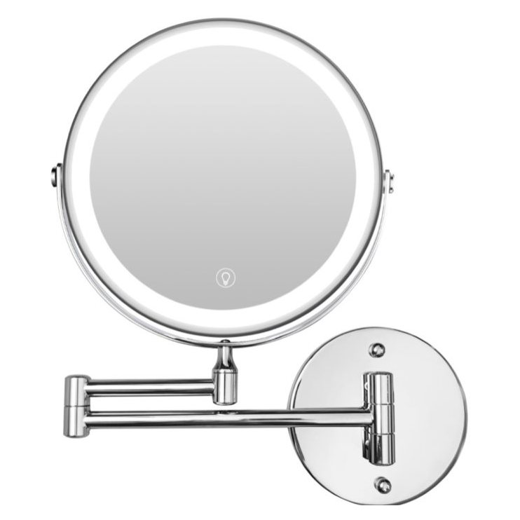 LED Wall-Mounted Extendable Makeup Mirror (9-inch, Type-C Rechargeable)