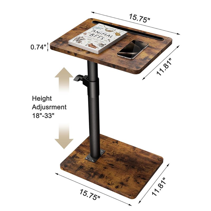 Sofa Armrest Tray Table – 360° Swivel, Height Adjustable