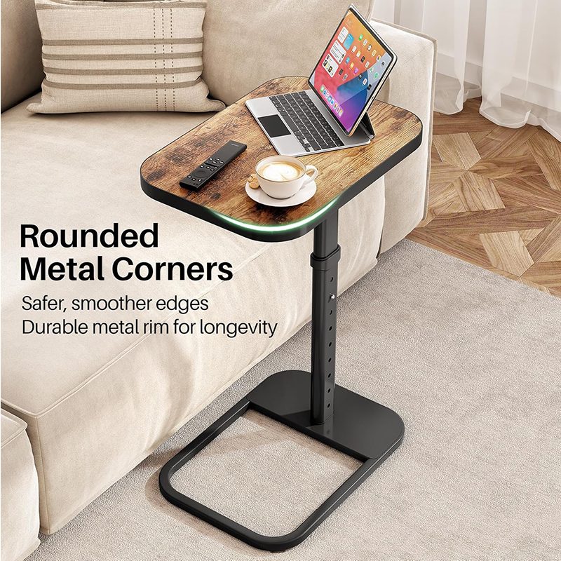 TV Tray Table, Adjustable Height & Flip-Top with Rounded Metal Corners