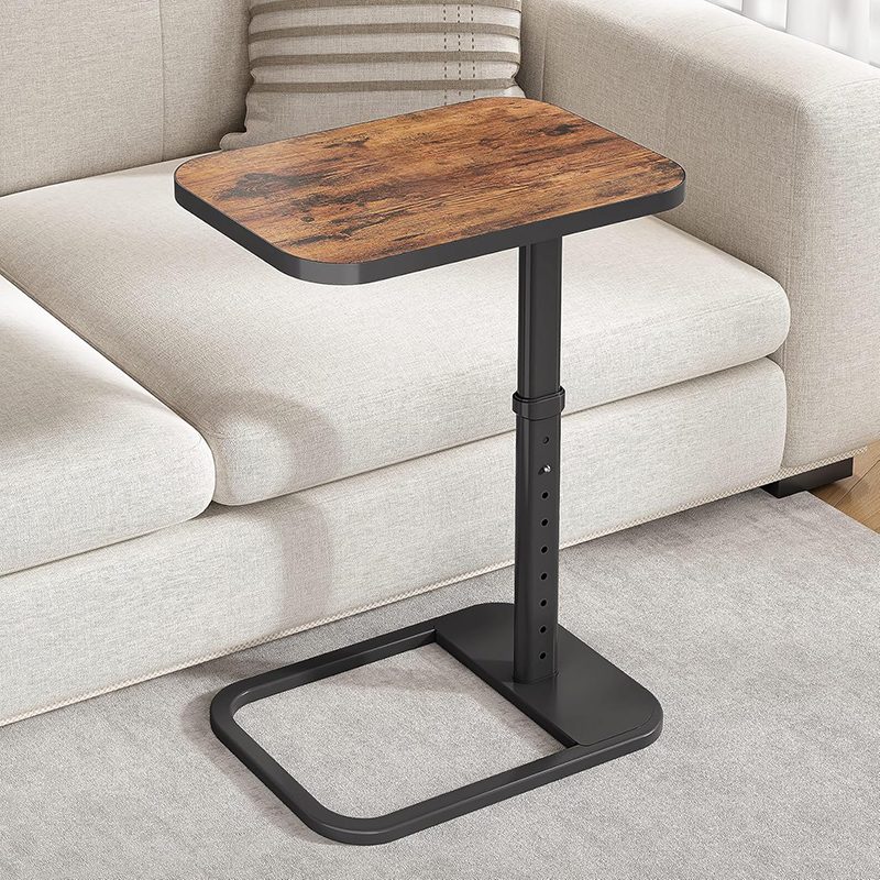TV Tray Table, Adjustable Height & Flip-Top with Rounded Metal Corners